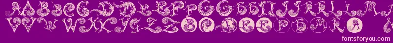 Schnoerkelcaps Font – Pink Fonts on Purple Background