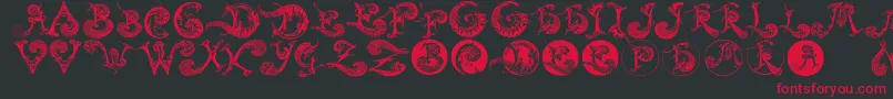 Schnoerkelcaps Font – Red Fonts on Black Background