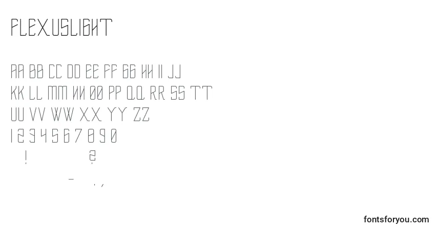 FlexusLight Font – alphabet, numbers, special characters