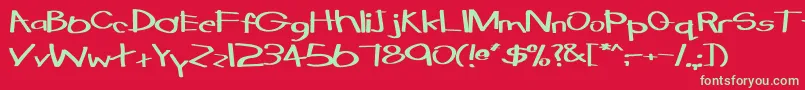 フォントTabathaExBold – 赤い背景に緑の文字