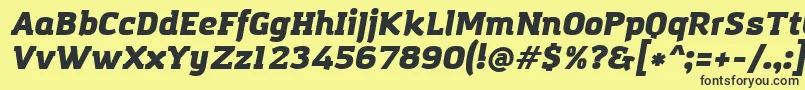 Fonte AmazingGroteskUltraItalic – fontes pretas em um fundo amarelo