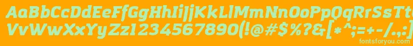 AmazingGroteskUltraItalic-Schriftart – Grüne Schriften auf orangefarbenem Hintergrund