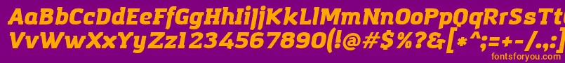 Fonte AmazingGroteskUltraItalic – fontes laranjas em um fundo violeta