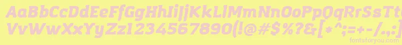 AmazingGroteskUltraItalic-fontti – vaaleanpunaiset fontit keltaisella taustalla