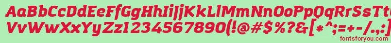 Fonte AmazingGroteskUltraItalic – fontes vermelhas em um fundo verde