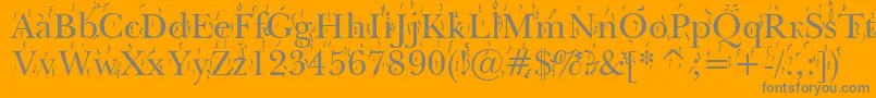 FiestaWin95-Schriftart – Graue Schriften auf orangefarbenem Hintergrund