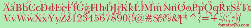 Czcionka FiestaWin95 – czerwone czcionki na zielonym tle