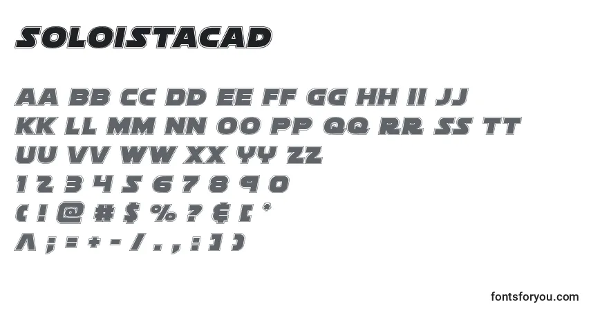 Schriftart Soloistacad – Alphabet, Zahlen, spezielle Symbole