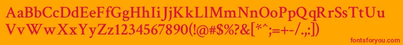 Fonte CrimsonTextSemibold – fontes vermelhas em um fundo laranja