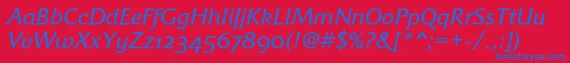 FrizQuadrataOsTtItalic Font – Blue Fonts on Red Background