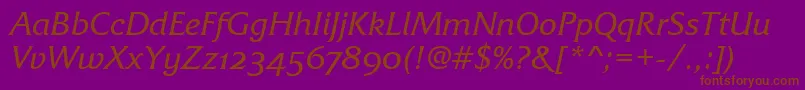 FrizQuadrataOsTtItalic Font – Brown Fonts on Purple Background