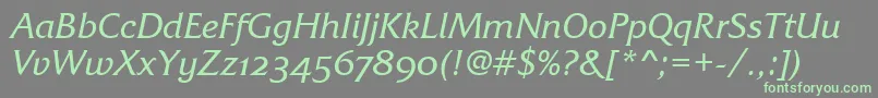 FrizQuadrataOsTtItalic-fontti – vihreät fontit harmaalla taustalla
