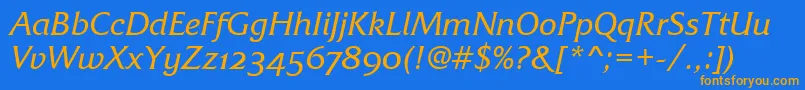 FrizQuadrataOsTtItalic Font – Orange Fonts on Blue Background