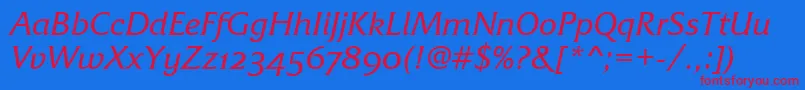 FrizQuadrataOsTtItalic Font – Red Fonts on Blue Background