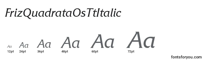 Размеры шрифта FrizQuadrataOsTtItalic