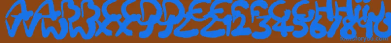 フォントSquiggler – 茶色の背景に青い文字