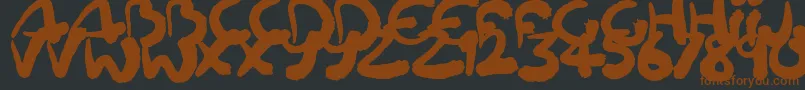 Squiggler-Schriftart – Braune Schriften auf schwarzem Hintergrund