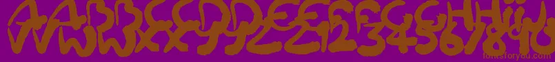 Squiggler-Schriftart – Braune Schriften auf violettem Hintergrund