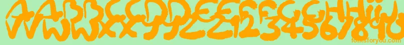 fuente Squiggler – Fuentes Naranjas Sobre Fondo Verde