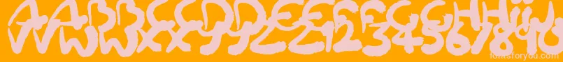 Squiggler-Schriftart – Rosa Schriften auf orangefarbenem Hintergrund