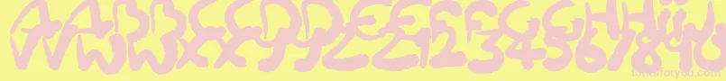 Squiggler-Schriftart – Rosa Schriften auf gelbem Hintergrund