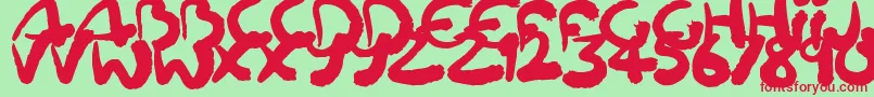 フォントSquiggler – 赤い文字の緑の背景
