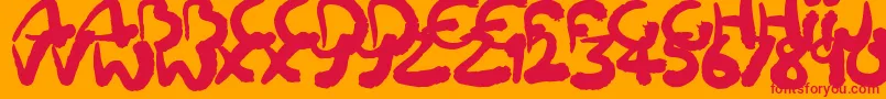 フォントSquiggler – オレンジの背景に赤い文字
