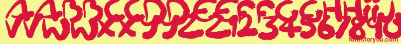 Squiggler Font – Red Fonts on Yellow Background