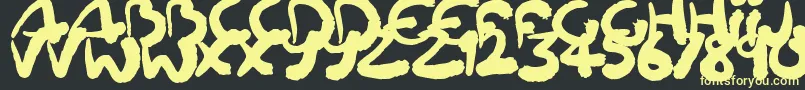 Squiggler-Schriftart – Gelbe Schriften auf schwarzem Hintergrund