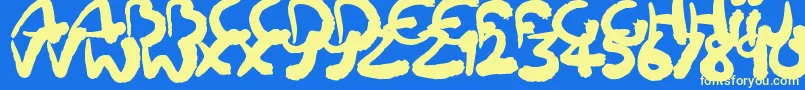 Squiggler Font – Yellow Fonts on Blue Background