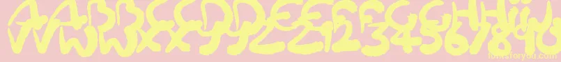 Squiggler-Schriftart – Gelbe Schriften auf rosa Hintergrund