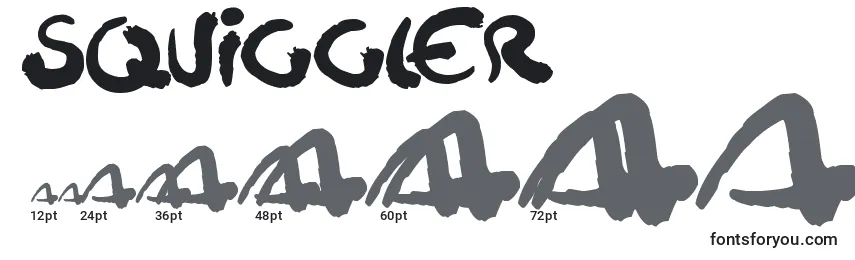 Squiggler-fontin koot