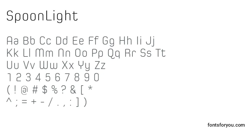 Schriftart SpoonLight – Alphabet, Zahlen, spezielle Symbole