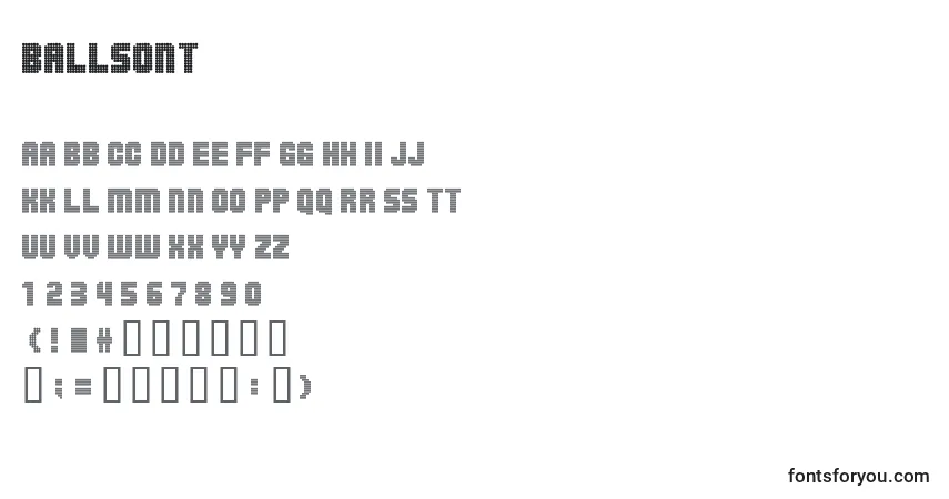 Schriftart Ballsont – Alphabet, Zahlen, spezielle Symbole