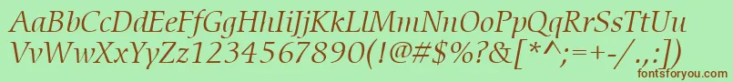 ItcCerigoLtBookItalic Font – Brown Fonts on Green Background