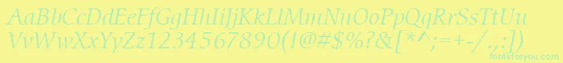 ItcCerigoLtBookItalic-Schriftart – Grüne Schriften auf gelbem Hintergrund