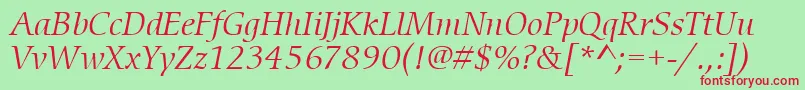 ItcCerigoLtBookItalic Font – Red Fonts on Green Background