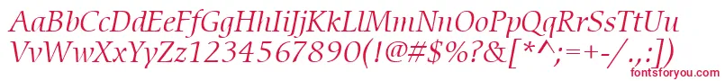 フォントItcCerigoLtBookItalic – 白い背景に赤い文字