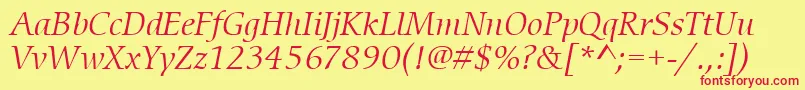 ItcCerigoLtBookItalic Font – Red Fonts on Yellow Background