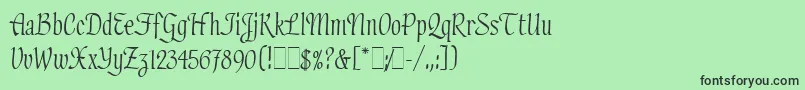 フォントHadfieldLetPlain.1.0 – 緑の背景に黒い文字