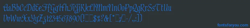 フォントHadfieldLetPlain.1.0 – 黒い背景に青い文字