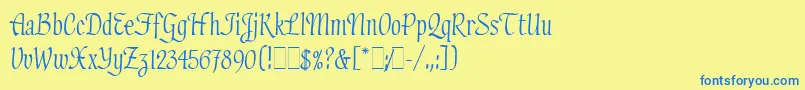 HadfieldLetPlain.1.0 Font – Blue Fonts on Yellow Background