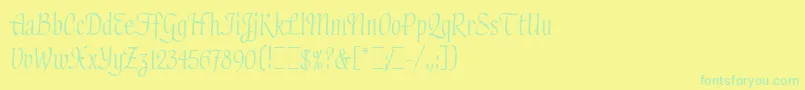 フォントHadfieldLetPlain.1.0 – 黄色い背景に緑の文字