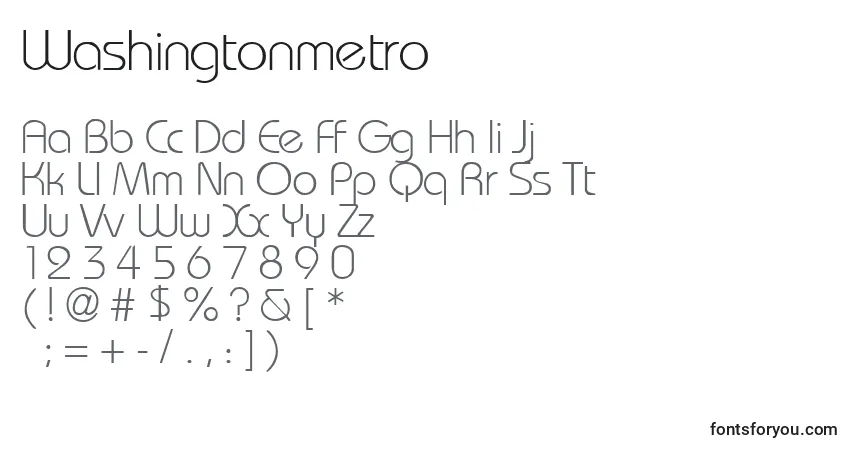 Czcionka Washingtonmetro – alfabet, cyfry, specjalne znaki