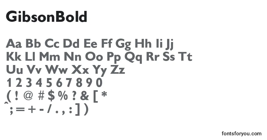 A fonte GibsonBold – alfabeto, números, caracteres especiais