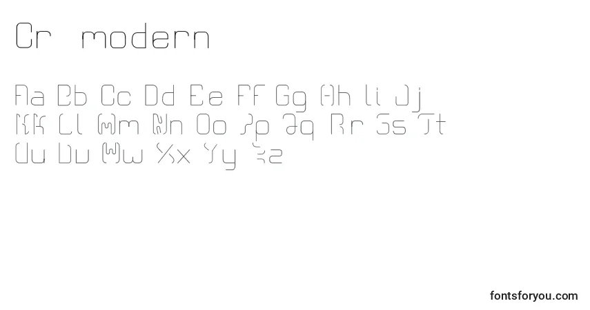 Czcionka Cr21modern – alfabet, cyfry, specjalne znaki