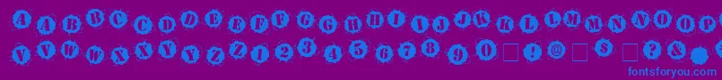 Bulletholz-Schriftart – Blaue Schriften auf violettem Hintergrund