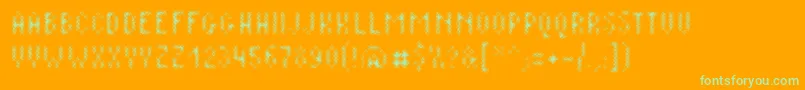 Plaq108-Schriftart – Grüne Schriften auf orangefarbenem Hintergrund