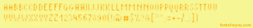 Plaq108 Font – Orange Fonts on Yellow Background