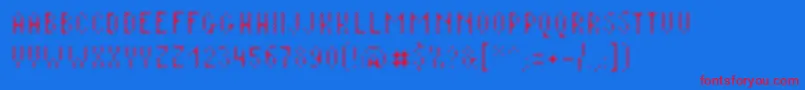 Plaq108-Schriftart – Rote Schriften auf blauem Hintergrund